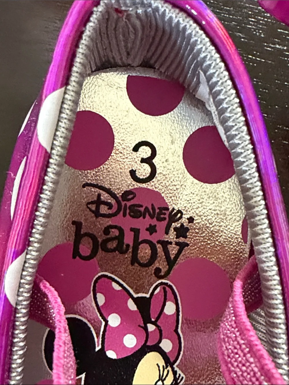 Disney | Baby Minnie Mouse Shiny Hot Pink White Polka Dot Mary Janes